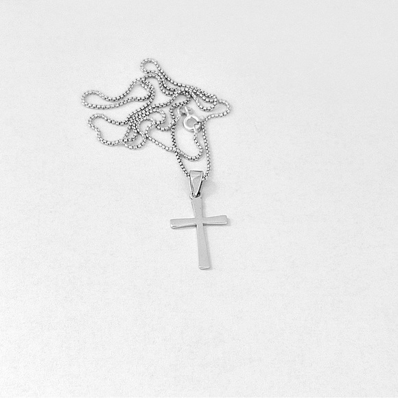 Sterling Silver Unisex Cross Necklace, Religious Jewelry, Christian Chain - Picture 2 of 12